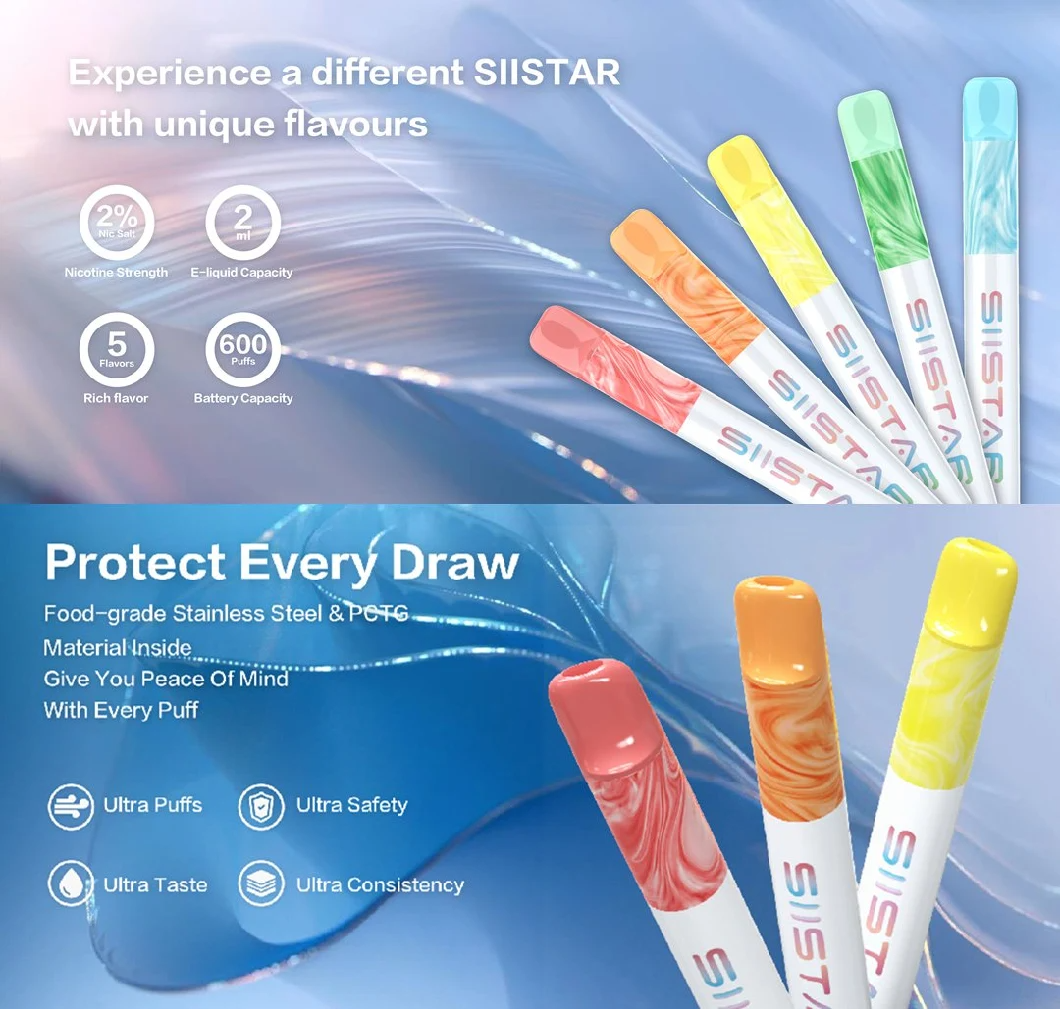 New Design Siistar Vape 600puff with Replaceable Po (6)